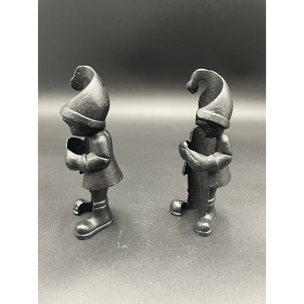 Crate & Barrel Cast Iron Metal Gnome Candleholders